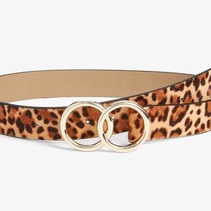 Double O-Ring Leopard Haircalf Belt Express Like New
